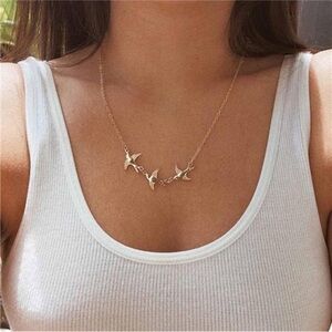 3 Little Birds Gold Necklace 18k gold plated new
